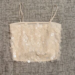 Astr Cream Sequin Camisole